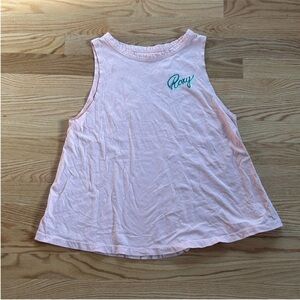 Roxy peach pink tank top blue green beach background decal loose fit small S